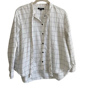 MADEWELL Cotton Flannel Boxy Fit  Button Up Striped Shirt Size M